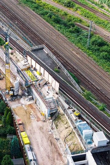 Construction site Eidelstadt center aerial view